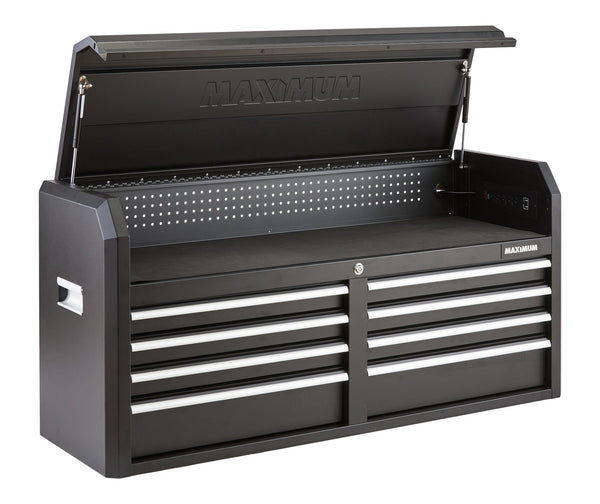 Tool Storage Chest, Built-In Power Bar with USB, 8-Drawer, 56-in, Matte Black S2406