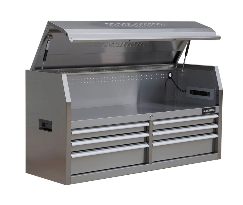 Tool Storage Chest with 6 Drawers, Powerbar with USB, Stainless Steel, 56-in W5372
