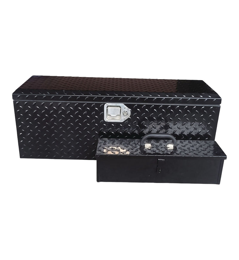 Truck Chest Box with Portable Tool Box, Black, 35.5-in A7042