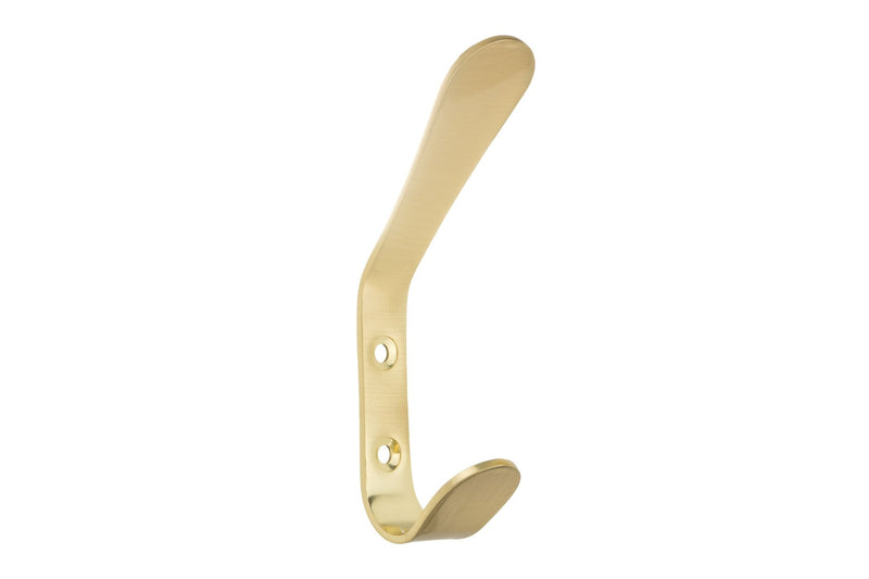 Metal Utility Double Hook, Satin Brass C5951