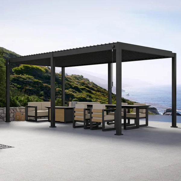 Mirador 10 ft. x 20 ft. Adjustable Louvered Aluminum Pergola P1260