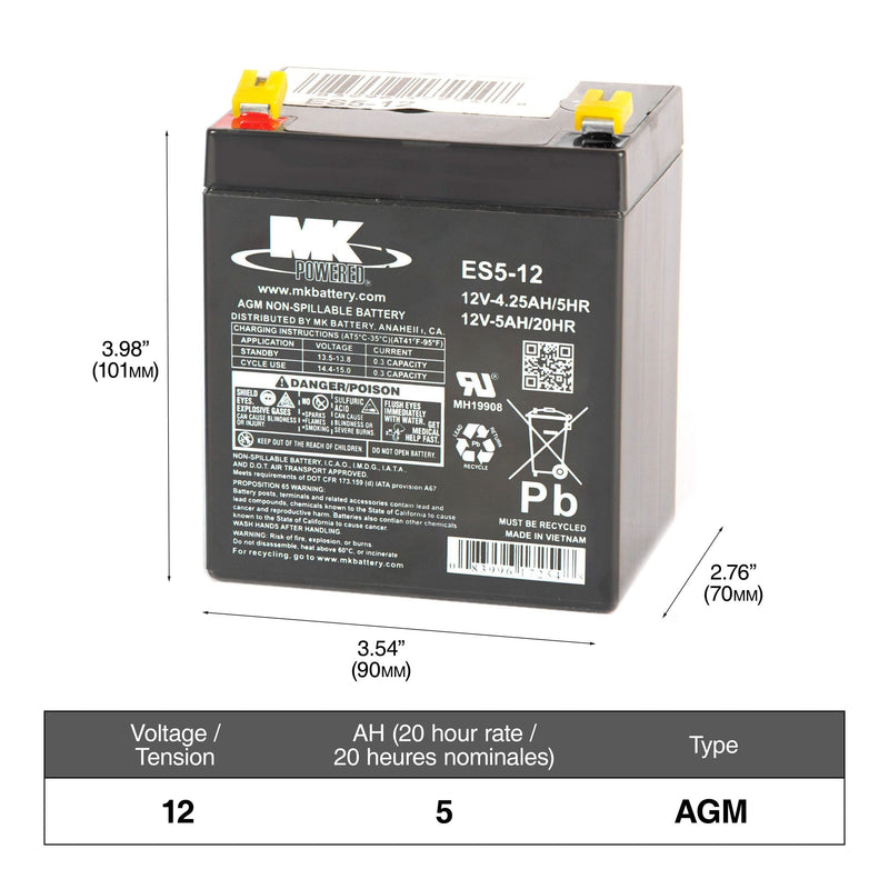 12-Volt 5 Ah SLA Battery, F2 Terminal N2891