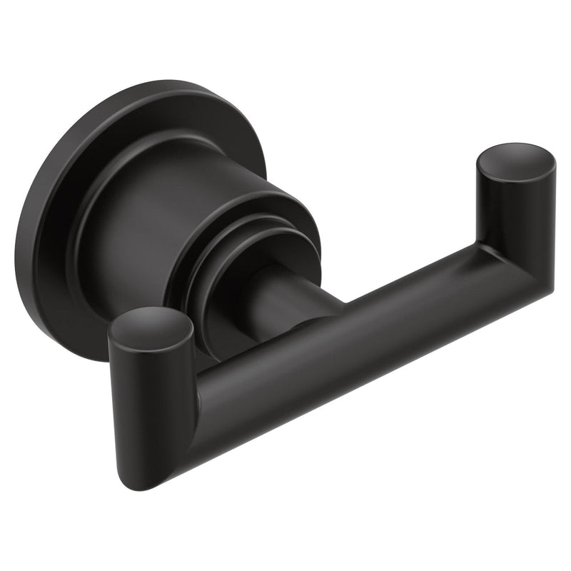 Arris Modern Double Robe Hook, Matte Black H356