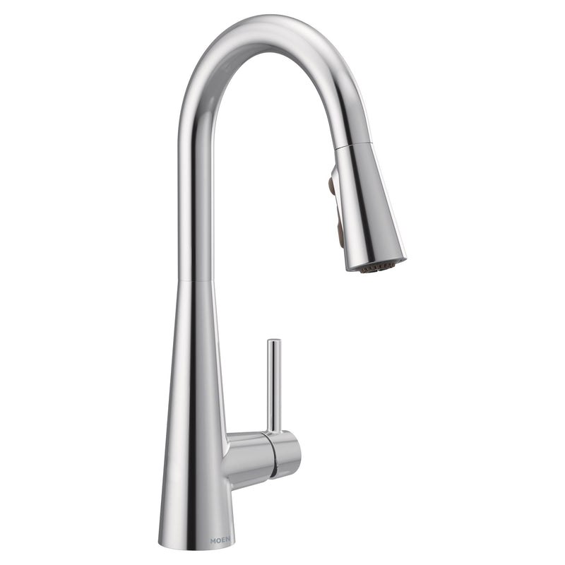 Sleek Single Handle High Arc Pull Down Sprayer Kitchen Faucet with Power Boost, Chrome K7080