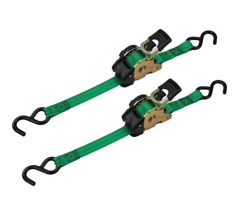 1,200-lb Retractable Ratchet Tie Down Straps, 1-in x 10-ft (2.54 cm x 3 m), 2-pk U7935