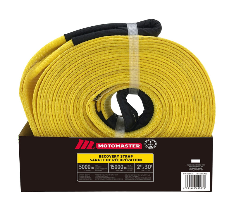 15,000-lb Recovery Strap with Loop Ends, Commercial Grade, 2-in x 30-ft H9239