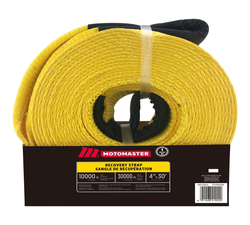 30,000-lb Recovery Strap with Loop Ends, Commercial Grade, 4-in x 30-ft M1493