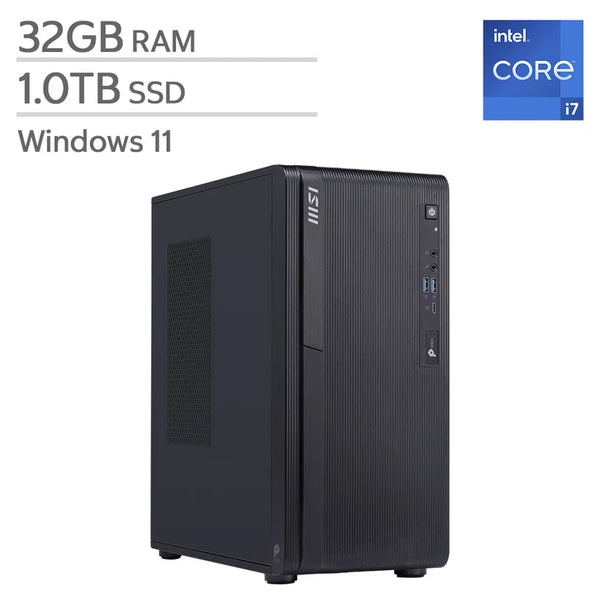 MSI PRO DP180 Desktop Computer, Intel Core i7-14700F - 32GB RAM, 1TB SSD, 8GB NVIDIA GeForce RTX 5060 U9105