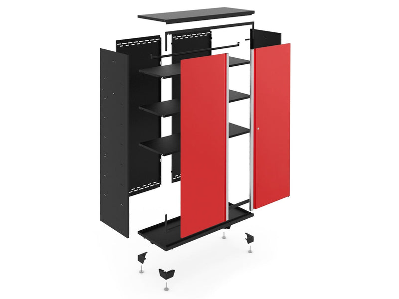 Bold Series 24-Gauge Steel RTA Storage Locker with 3 Shelves, Black/Red, 30-in E7718