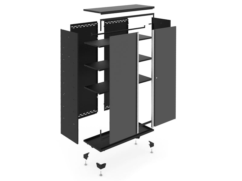 Bold Series Lockable 24-Gauge Steel RTA Storage Locker with 3 Shelves, Grey/Black, 36-in Q2562