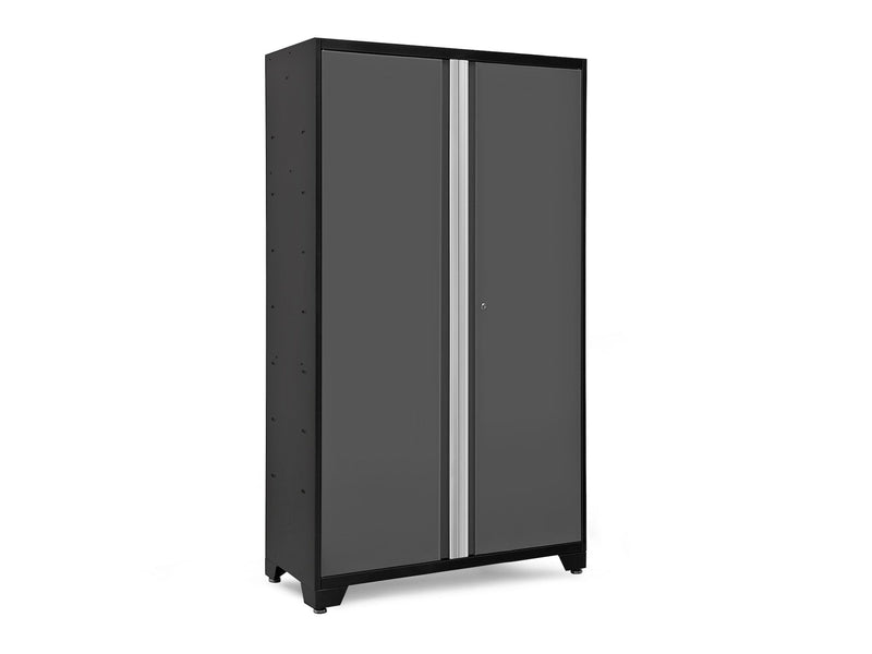 Bold Series Lockable 24-Gauge Steel RTA Storage Locker with 3 Shelves, Grey/Black, 48-in I4512