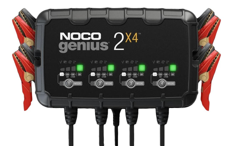 GENIUS2X4 Smart Battery Charger/Maintainer/Desulfator, 4-Bank, 8-Amp, 6V/12V F7876