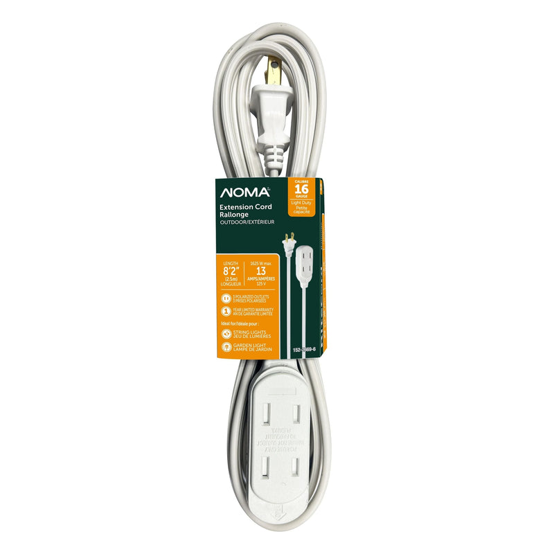 2.5-m 13A 3-Outlet Light-Duty 16-Gauge White Outdoor Extension Cord W4774