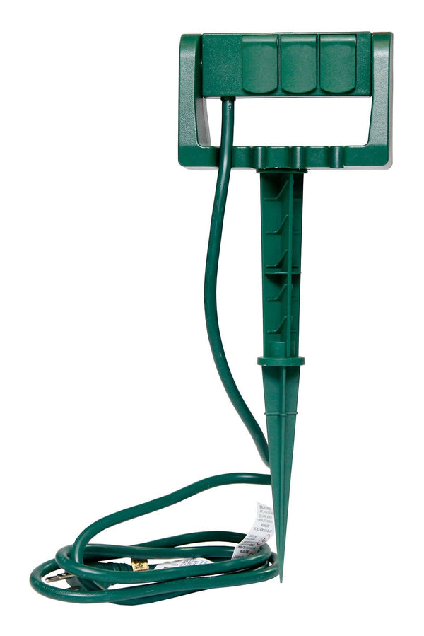 3-Outlet Outdoor Power Stake with 6-ft Cord, Green C8167