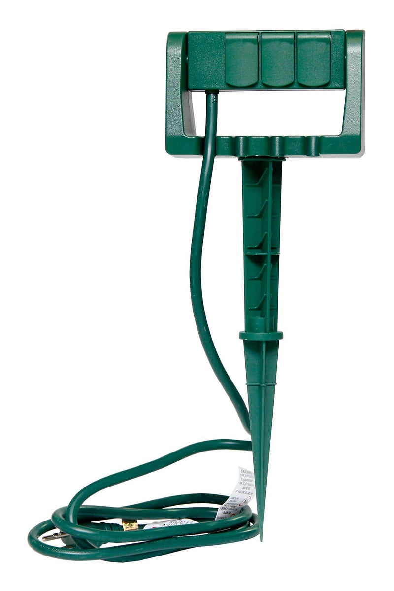 3-Outlet Outdoor Power Stake with 6-ft Cord, Green C8167