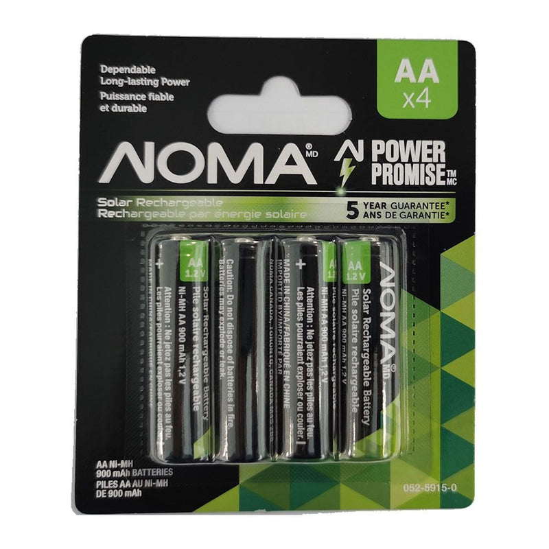 900mAh AA Solar Rechargeable Batteries, 900mAh, 4-pk L1735
