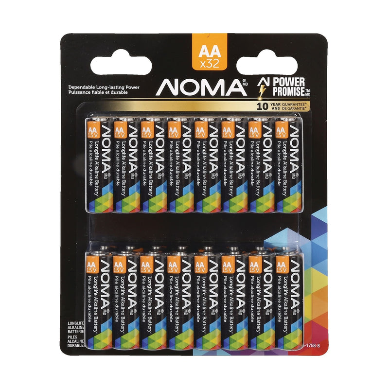 AA Alkaline Batteries, Long Lasting, All Purpose, 32-pk O0187