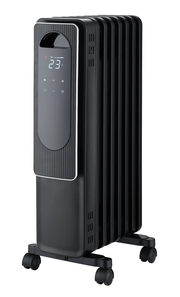 Digital Electric Oil-Filled Radiator Heater with Remote Control, 1500W, Black J8976