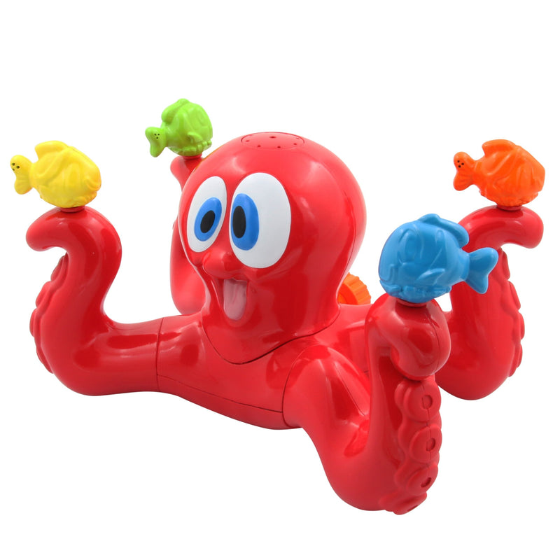 Octopus Spinning Sea Splash Water Sprinkler, Red, 5.5-in, Ages 3+, for Beach/Pool Fun Activities G4984