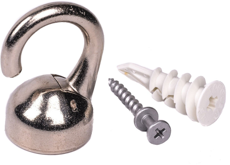 Elephant Ceiling Hook, 360 Swivels, Tool-Free, 100-lb Capacity, Nickel-Finish, 1-pk O2330