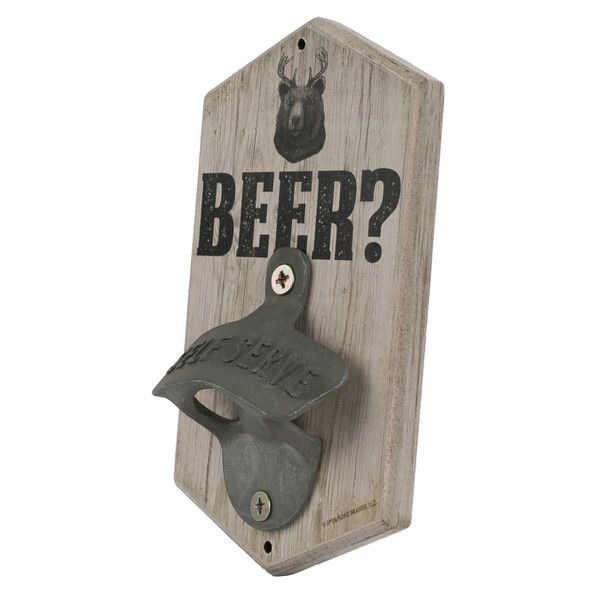 Open Road Brands "Beer" Bear Decorative Bottle Opener, Wood/Metal, Brown C5029