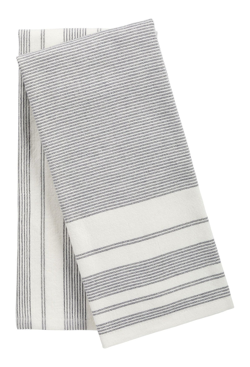 All-Purpose Striped Cotton Terry Kitchen Towels, Grey, 2-pk R5695