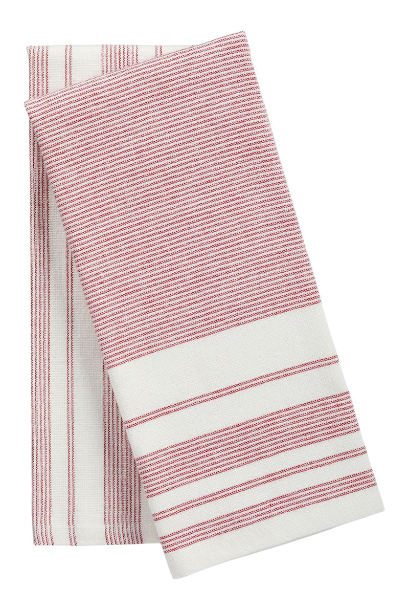 All-Purpose Striped Flatweave Terry Kitchen Towels, Red, 2-pk N6705