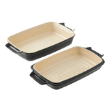 Ceramic Roaster Set, Grey, 15 x 8.5-in, 2-pk