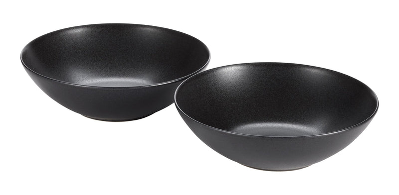 Dorset Large Coupe Stoneware Bowl Set, Oven Safe, 2-pk, Black Reactive S2320