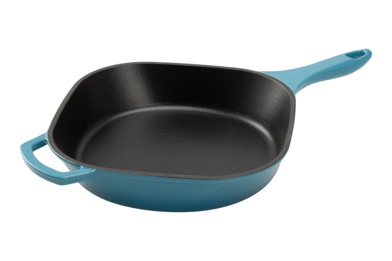 Enameled Cast Iron Frying Pan, Turquoise Blue, 10-in Z4324