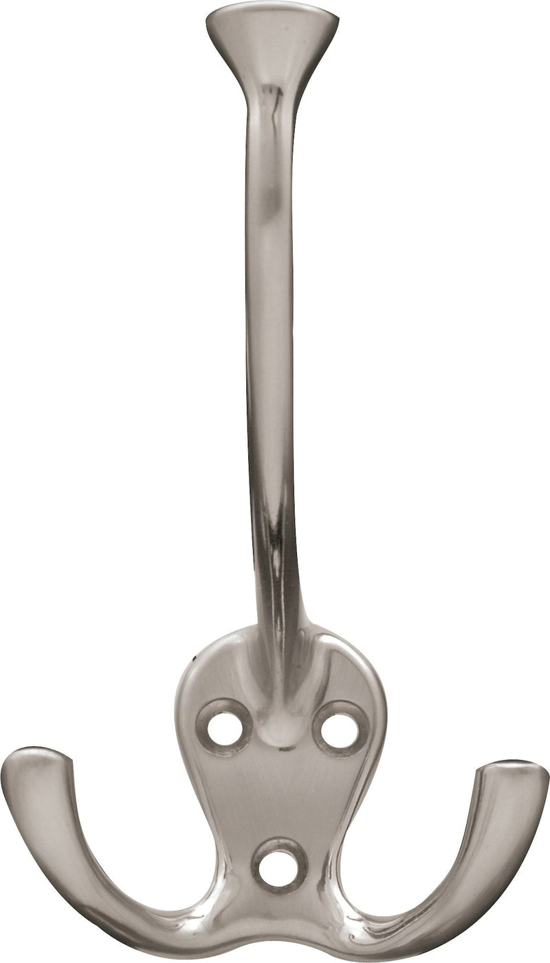 Stainless Steel Single Tri-Hooks, Satin Nickel, 3-pk I0075