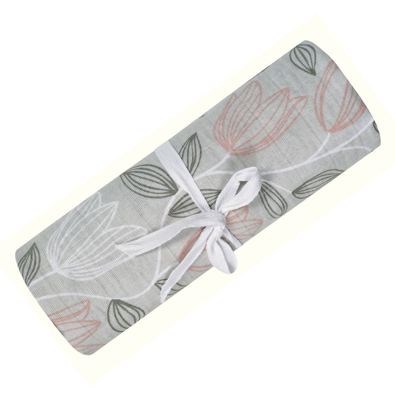 Cotton Muslin Baby Swaddle Blanket, Tulips S1589