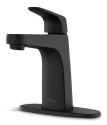 Matlock Single Handle High Arc Single Hole 4-in Centreset Bathroom Sink Faucet, Push & Seal Drain, Matte Black Z6436