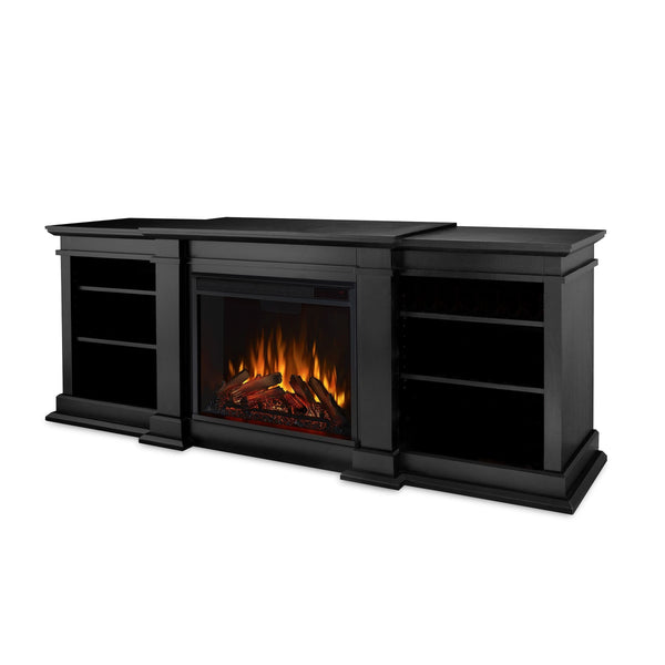 Fresno Media Indoor Electric Fireplace TV Stand, 72-in, 1500W, Black S9027