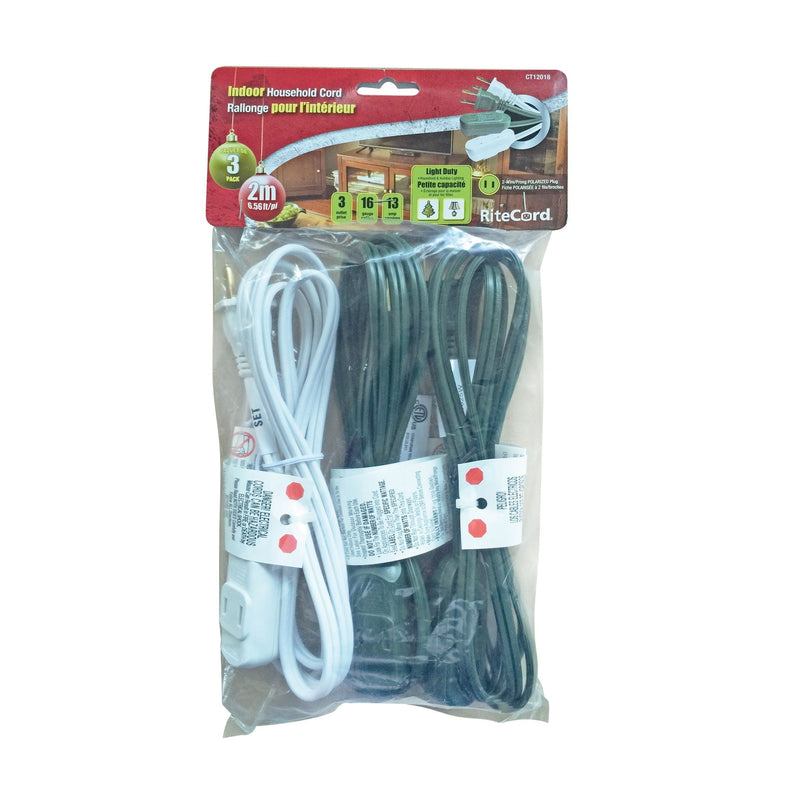 6-ft 7-in 16/2 Indoor Extension Cord, 3-pk L3794