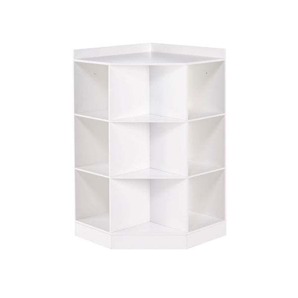 Home Kids' Playroom Corner Cabinet with 6 Toy Storage Cubbies & 3 Shelves, White F1221