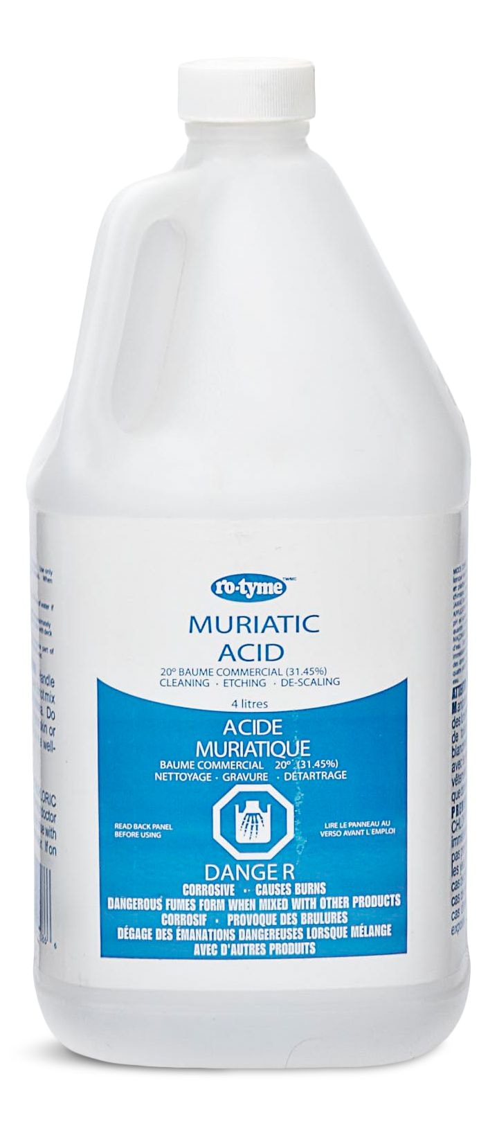 Muriatic Acid For Cleaning & Etching Concrete & Descaling Tile/Porcelain, 4-L W3916