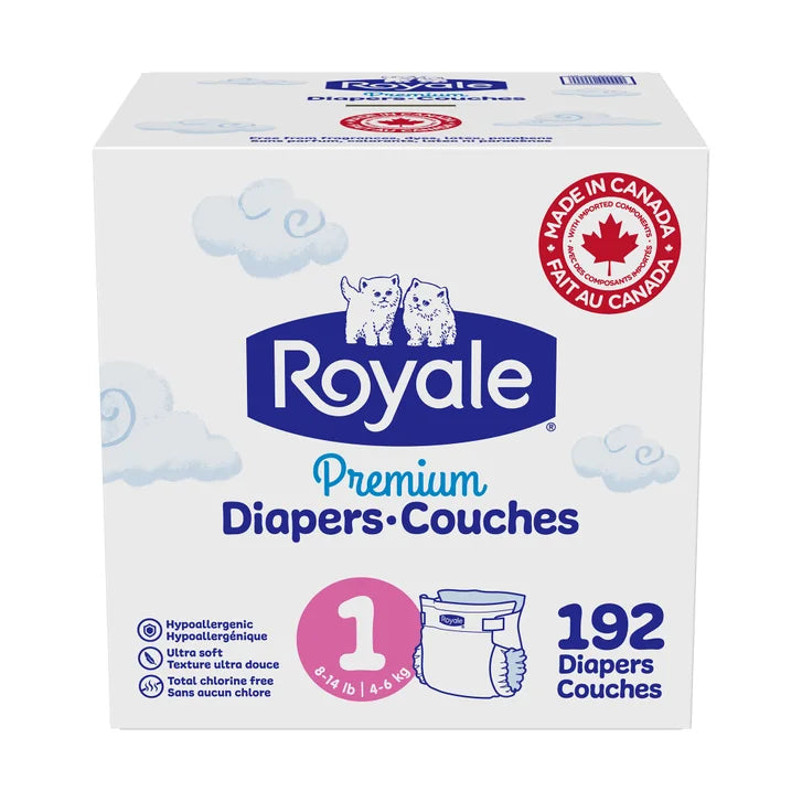Royale Premium Baby Diapers, Sizes 1 - 2 U2587