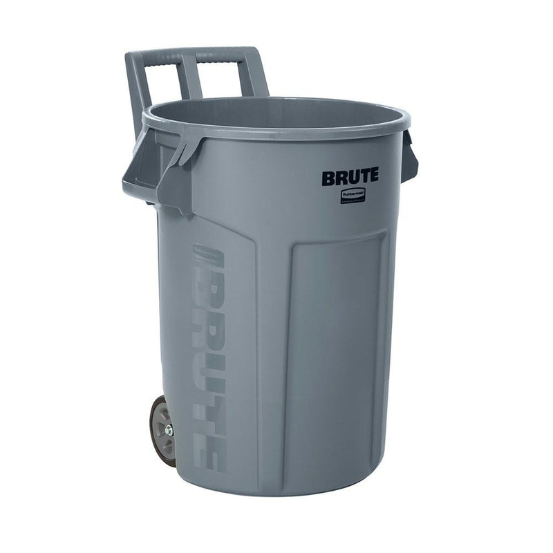 Commercial Wheeled Brute Circular Outdoor Garbage Can, Grey, 121-L Y7868