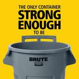 Commercial Wheeled Brute Circular Outdoor Garbage Can, Grey, 121-L