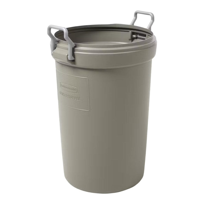 Plastic Circular Animal Stopper Garbage Can, Grey, 121-L R7990