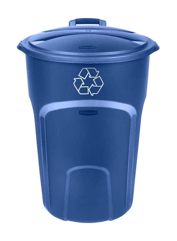 Plastic Circular Wheeled Recycling Blue Box with Handle, 121-L A0850