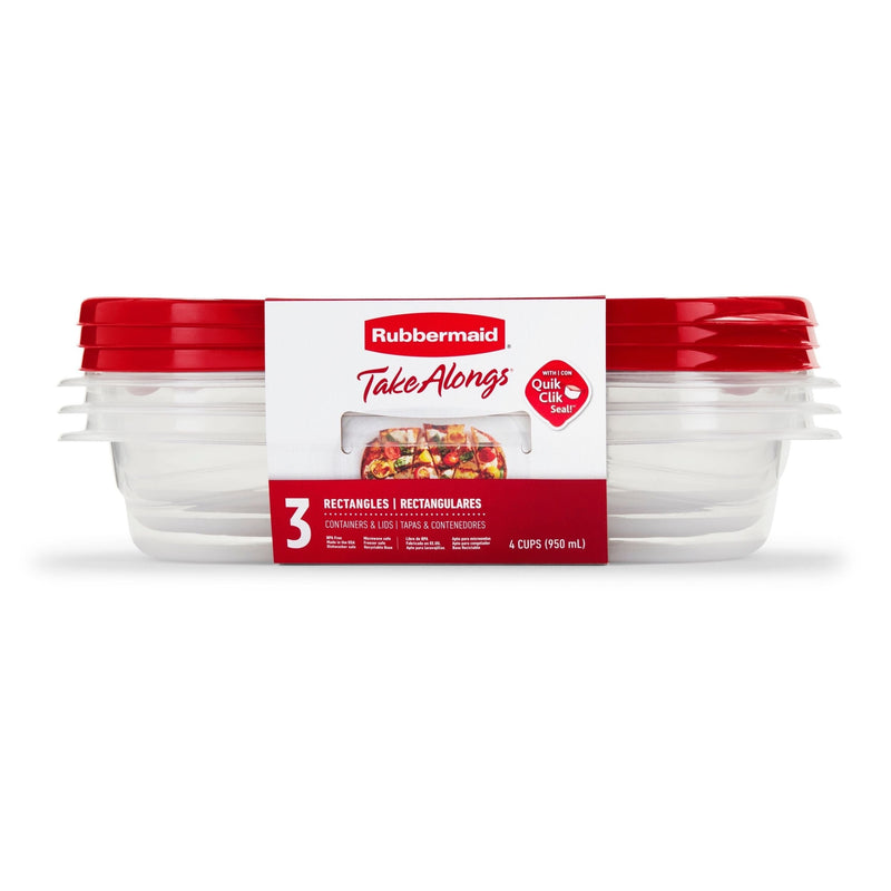 TakeAlong Rectangle Plastic Food Storage Container Set with Quik Clik Seal Lid, 6-pc A4706