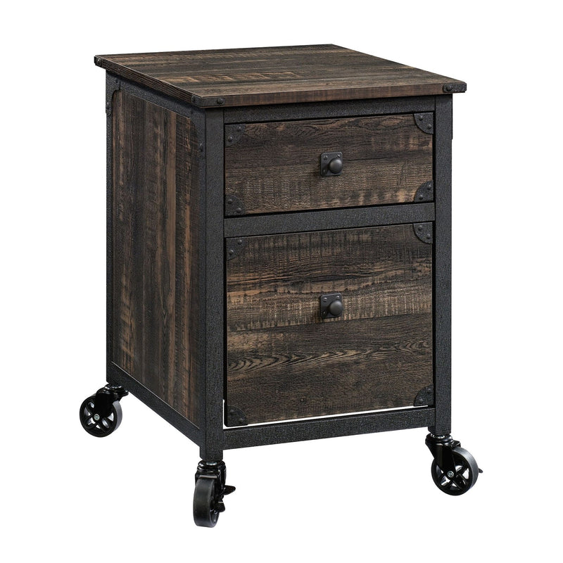 Steel Pedestal River File Cabinet with Drawers, Carbon Oak W0894