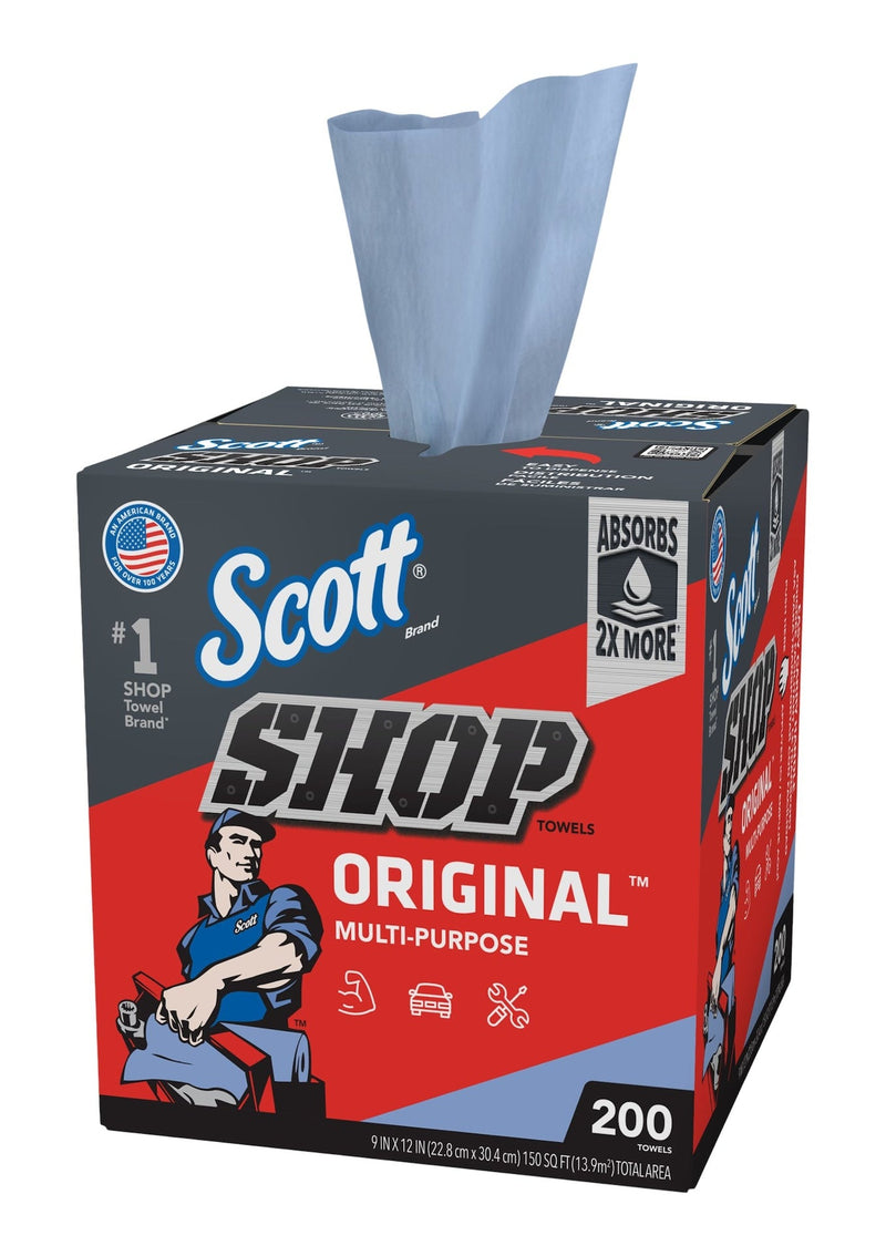 Multi-Purpose Shop Paper Towels, 9 x 12-in, Blue, 200-pk L5572