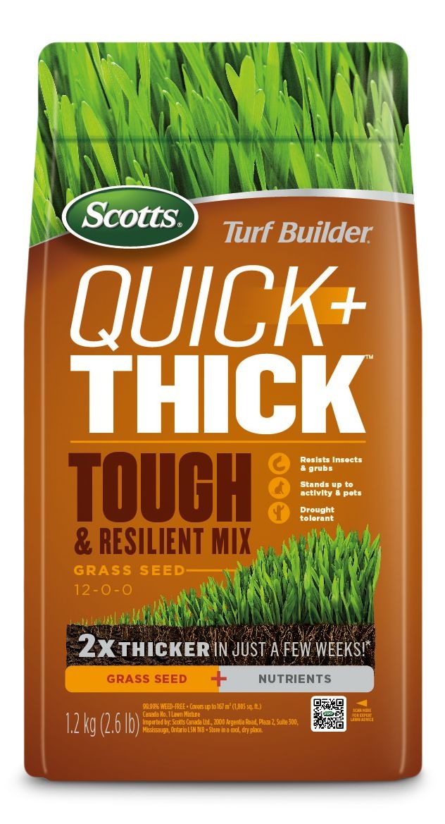 Turf Builder Quick + Thick Grass Seed Tough & Resilient Mix, 12-0-0, 1.2-kg W6898