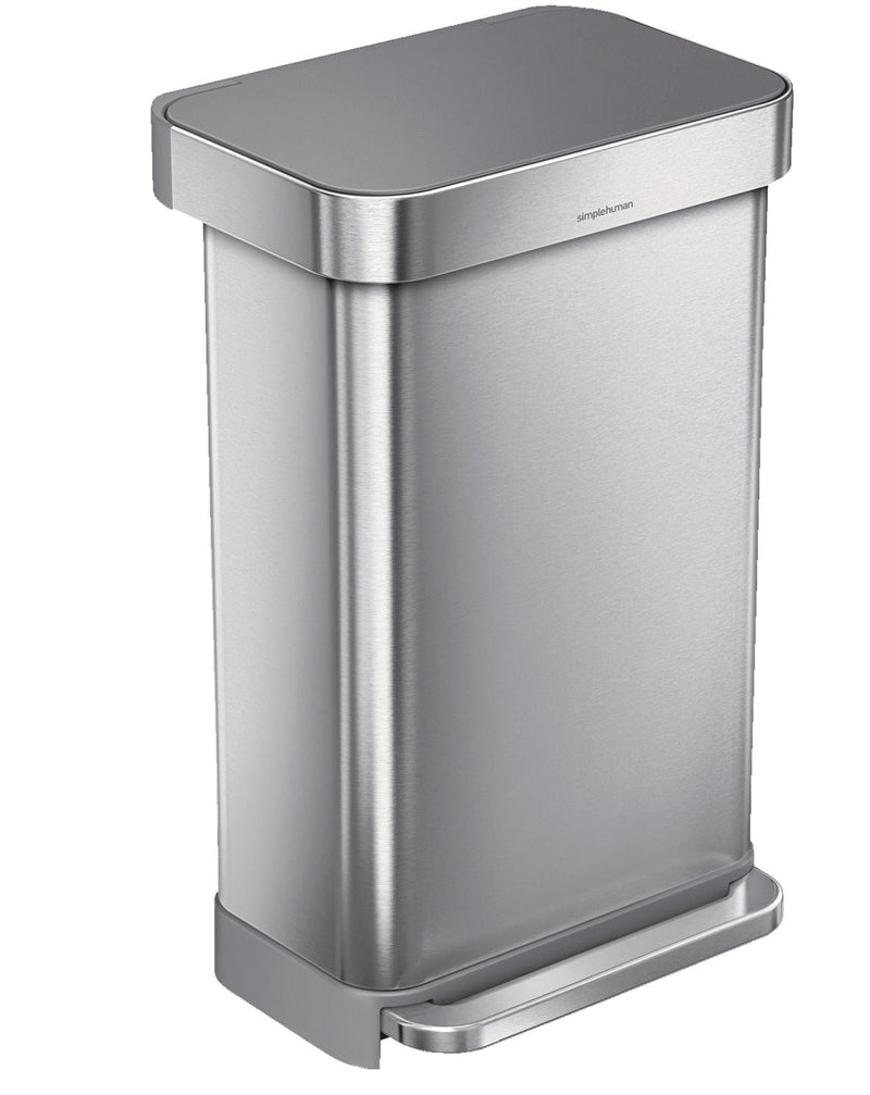 Stainless Steel and Plastic Rectangular Step Garbage Can, 45-L I6121
