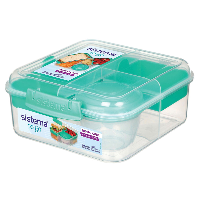 Bento Cube to Go Food Storage Container with Easy-Locking Clips, 1.25-L H1942