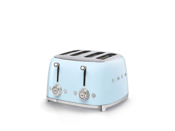50s Retro Style Wide Slot Pop-up Toaster, 4-Slice, Pastel Blue N6435