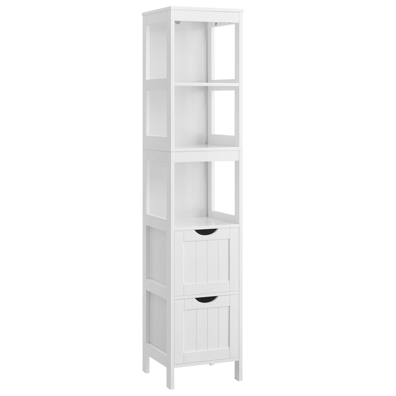 Home 2-Drawer White Cabinet with 3 Open Shelves U9895